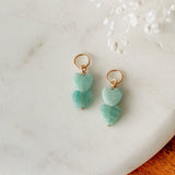 Seafoam Double Heart Hoop Charms