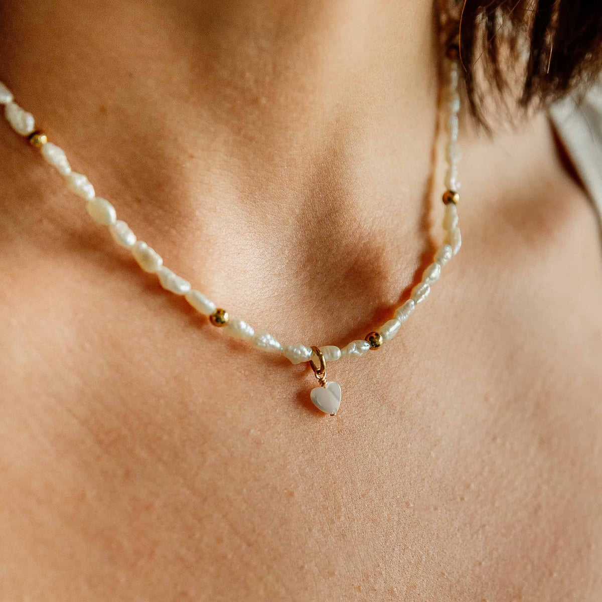 Pearl Heart Necklace Charm