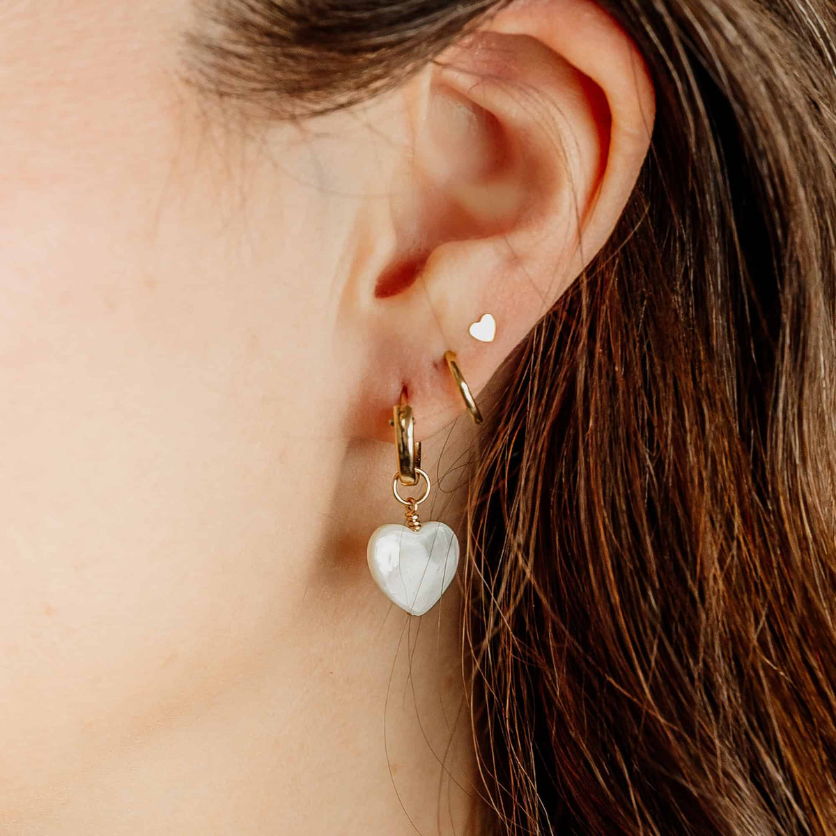 Pearl Heart Hoop Charms