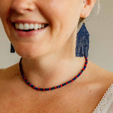 Navy Serena Beaded Earrings