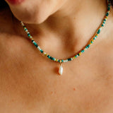 Vintage Skinny Pearl Necklace Charm