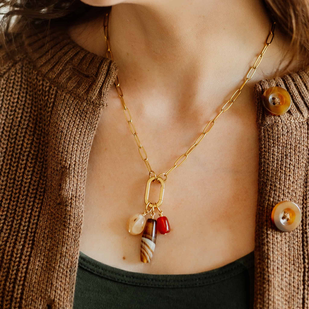 Brown Agate Necklace Charm