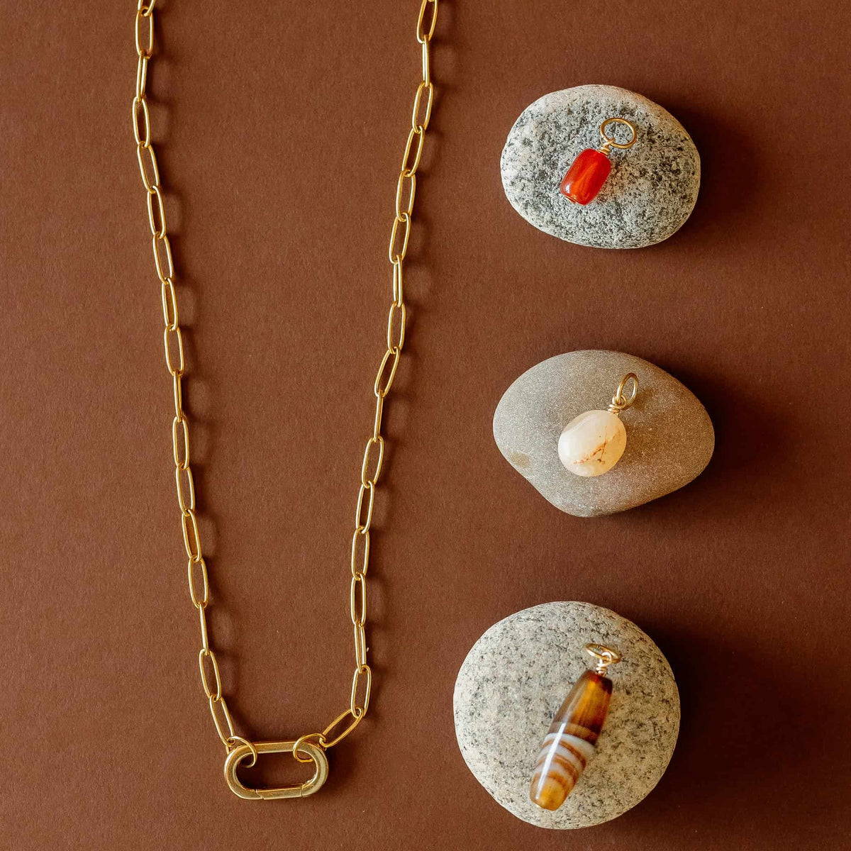 Brown Agate Necklace Charm