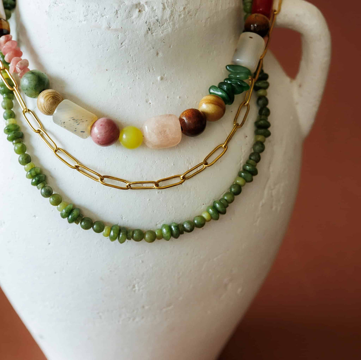 Gathered Beaded Necklace