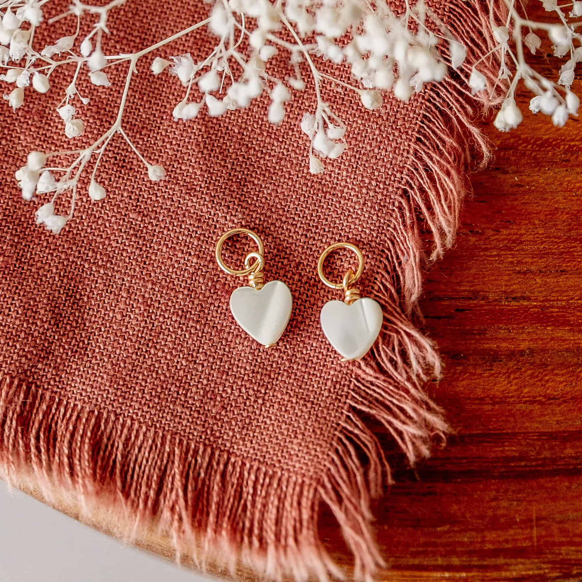 Pearl Heart Hoop Charms