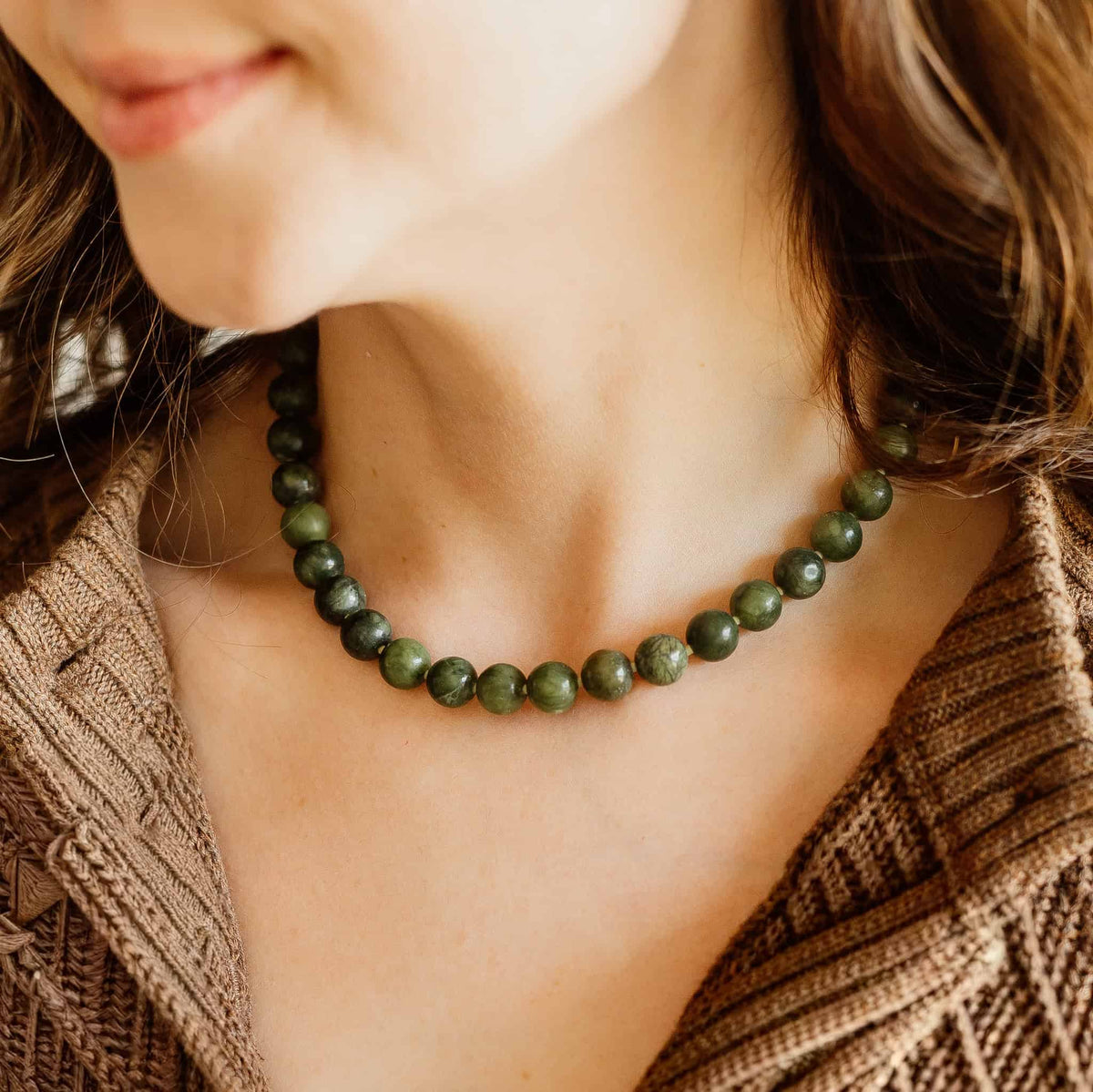 Anika Olive Beaded Necklace