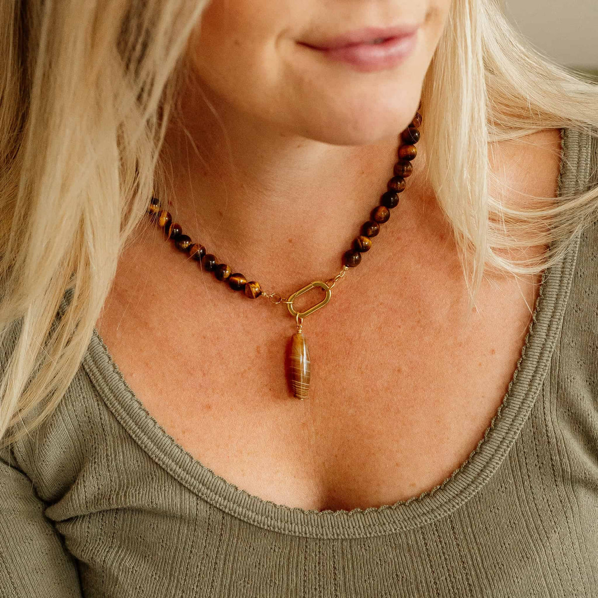 Brown Agate Necklace Charm