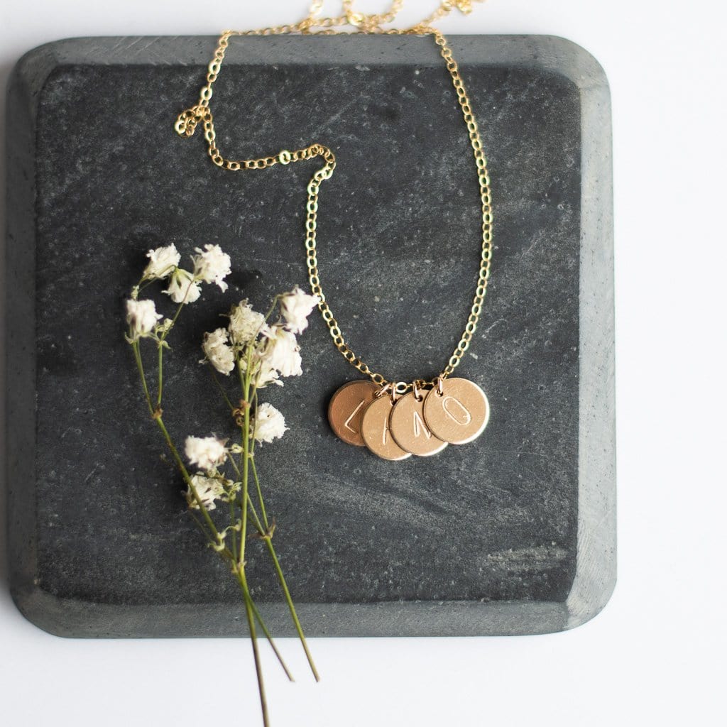 kids initial tag necklace 14k gold sela designs